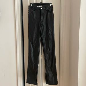 Zara Long Leather Pants with boot slit